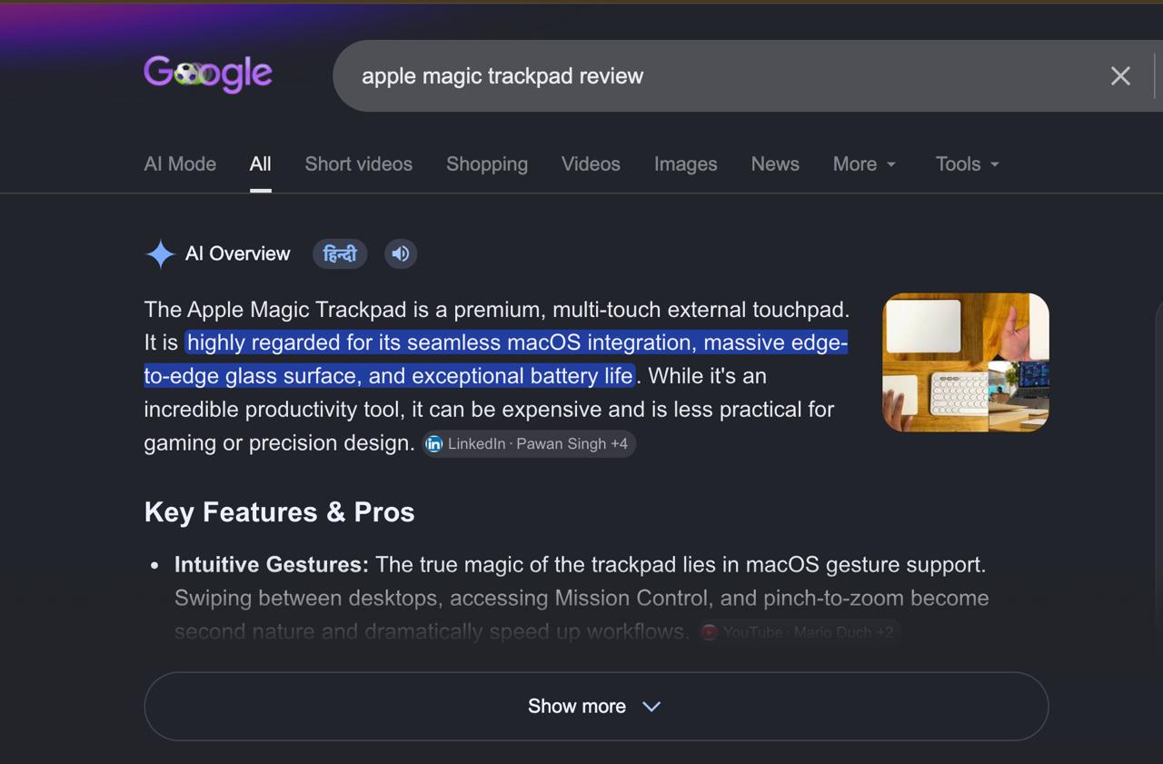 Google ai overview apple magic trackpad review