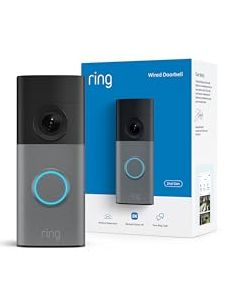 Ring Wired Doorbell (newest Model), Wide-Angle Retinal 2k, Up to 6x Enhanced Zoom, Pair With Alexa or Ring Chime for In-Home Alerts, Speckled Gray