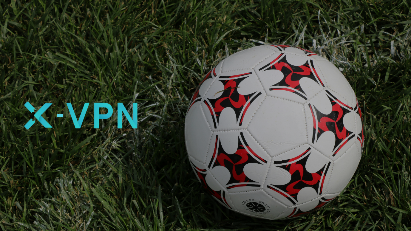 X-VPN logo next to a football
