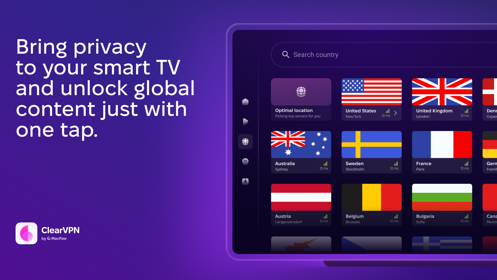 MacPaw's ClearVPN app on Android TV — promo image