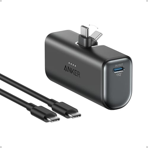 Anker Nano Power Bank With Built-In Usb-C Connector, 5,000mah Portable Charger 22.5w, for Iphone 17/16 Series, Samsung, Ipad Pro/air, and More