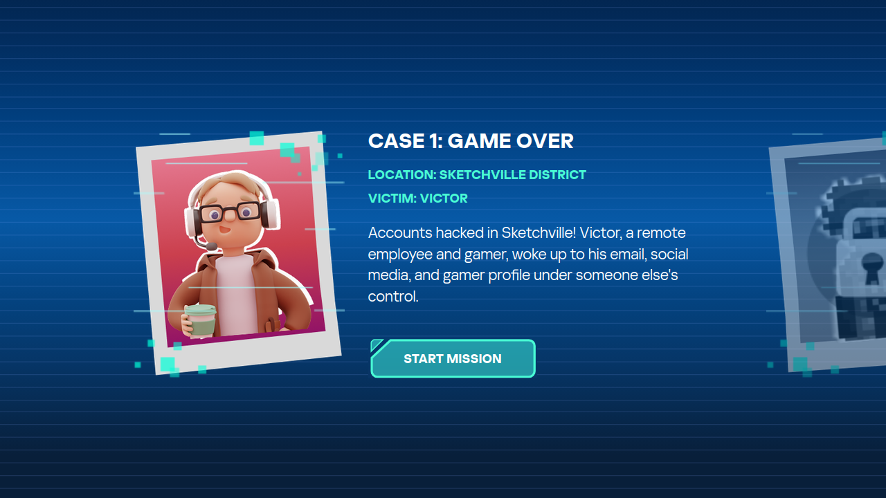 Screenshot from Kaspersky browser game Case 404
