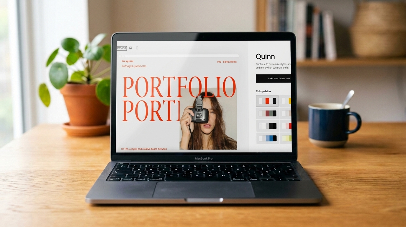 squarespace template on a macbook