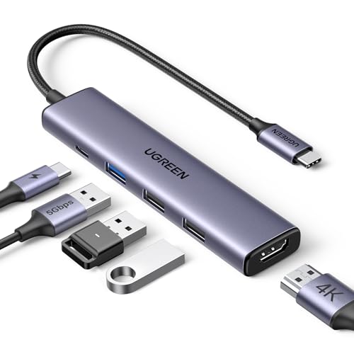 Ugreen Revodok 105 Usb C Hub, 5 in 1 Multiport Adapter With 4k 30hz Hdmi, 100w Power Delivery, 3 Usb a Data Ports, Type C Dongle for Pc, Laptop Compatible With Macbook, Ipad, Iphone 17/16/15 Pro Max