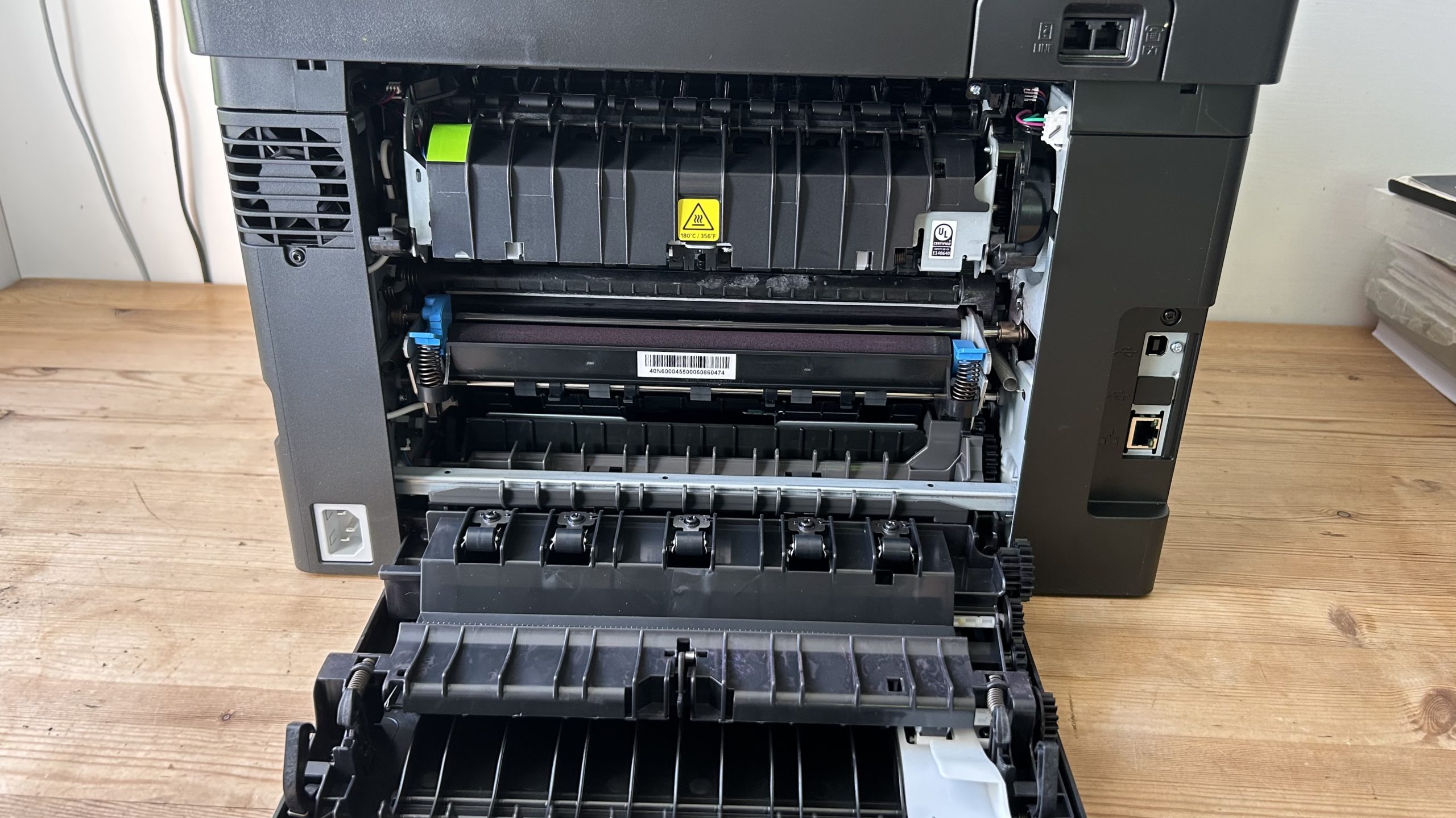 The Xerox C255a on a table in a home office during our tests
