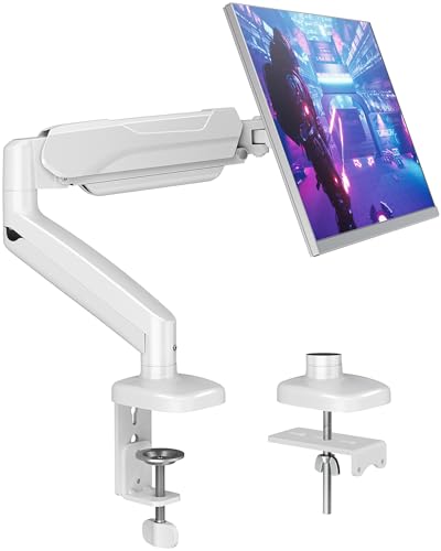 Mountup Single Monitor Desk Mount Holds Screen Up to 32 Inch, Height Adjustable Monitor Arm, Computer Monitors Stand With Clamp/grommet Mounting Base, Vesa Mounts Fit 4.4-17.6lbs Computer, White