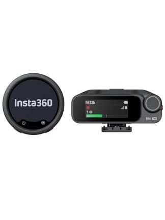 Insta360 Mic Pro (1 Tx + 1 Rx), Wireless Mini Lavalier Microphone for Iphone/camera/android, Video Recording, Bluetooth, Customizable E-Ink Display, 3-Mic Array, Available for Lightning Device