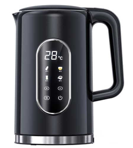 Billord Electric Kettle - 2200w Stainless Steel Kettle With Temperature Control, 1.7l Fast Boiling Water Kettles Digital Display for Tea & Coffee, Auto Shut-Off & Dry Protection Smart Boiler, Black