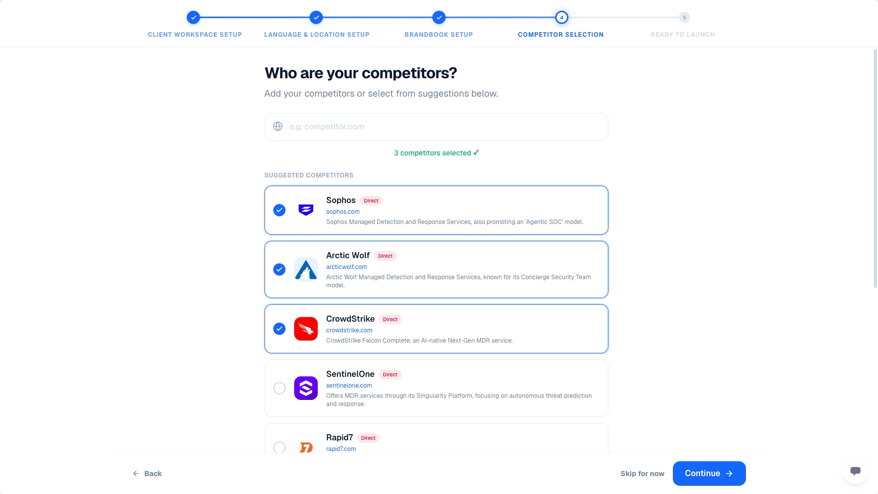 competitor selection