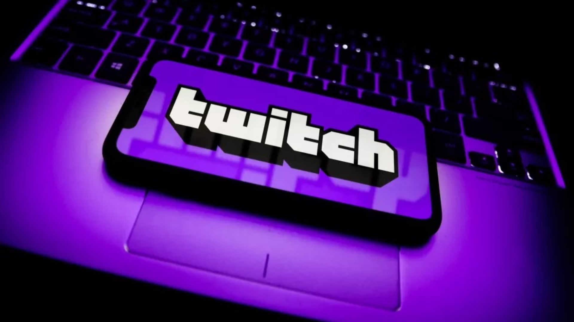 Twitch Logo on laptop keyboard