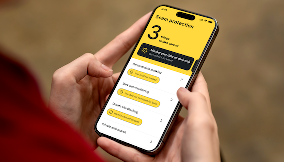 Surfshark Antiscam hub on iPhone